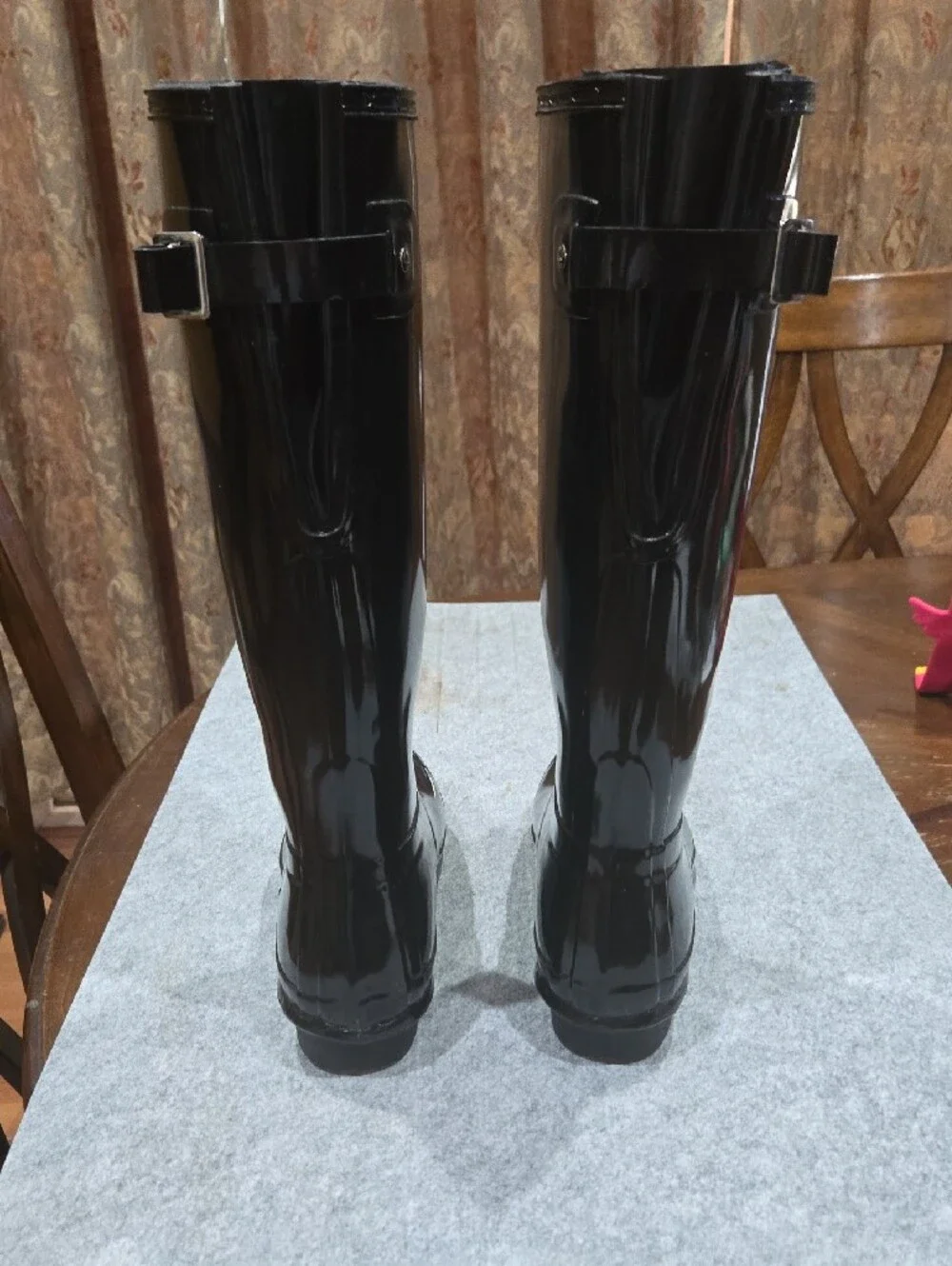 Hunter Gloss Tall Rain Boots in Black